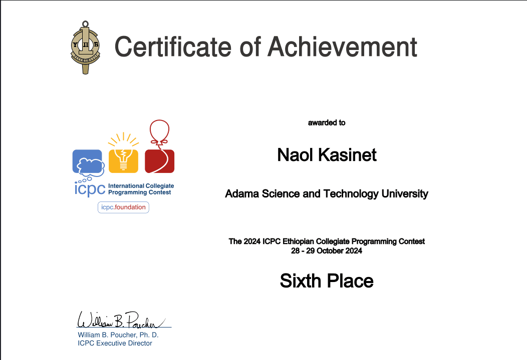 6th Place in ETCPC
